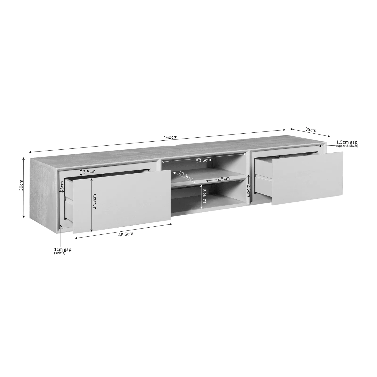 Floating TV unit Ambiance Natural | 160 cm - Starfurn