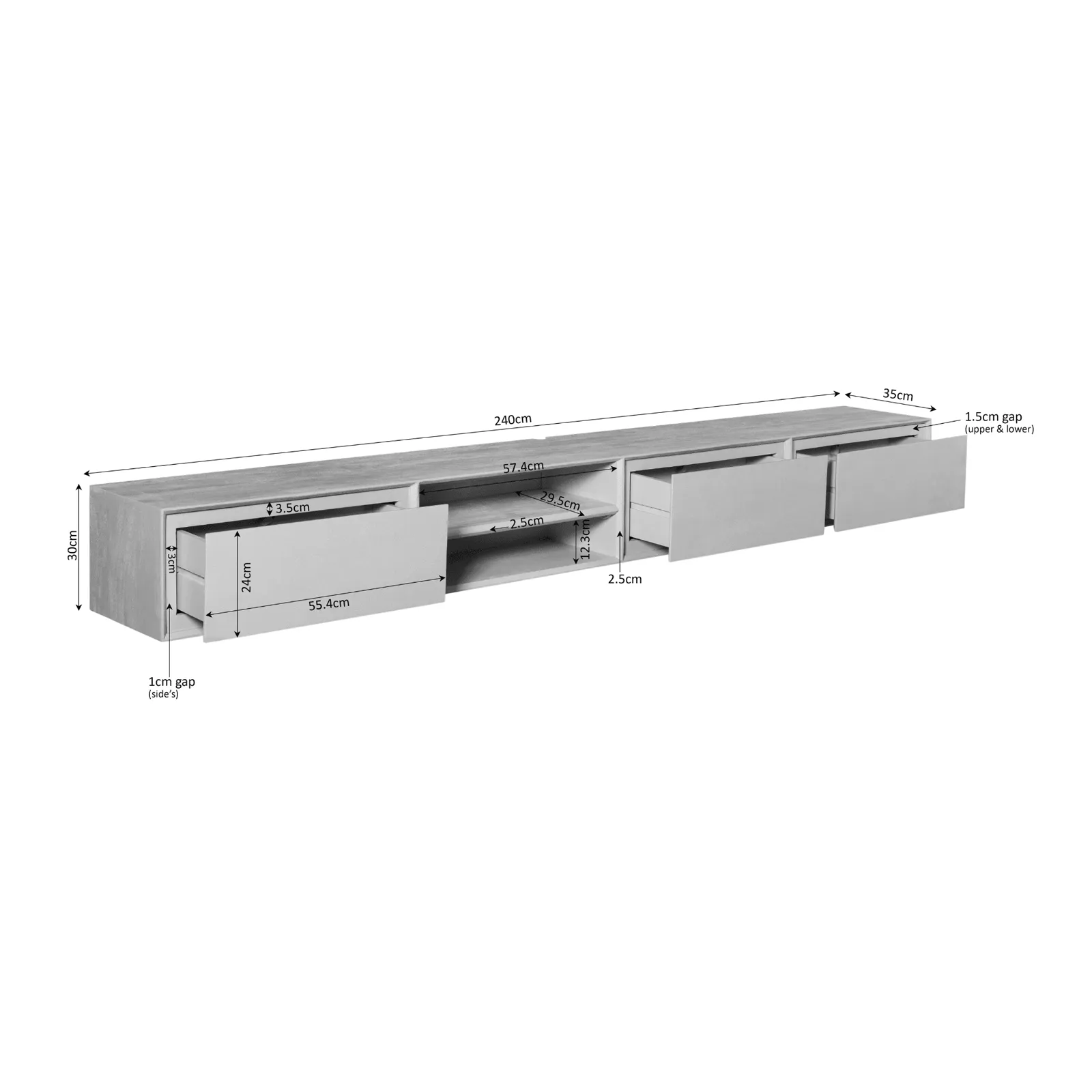 Floating TV Unit Ambiance Natural | 240 cm - Starfurn