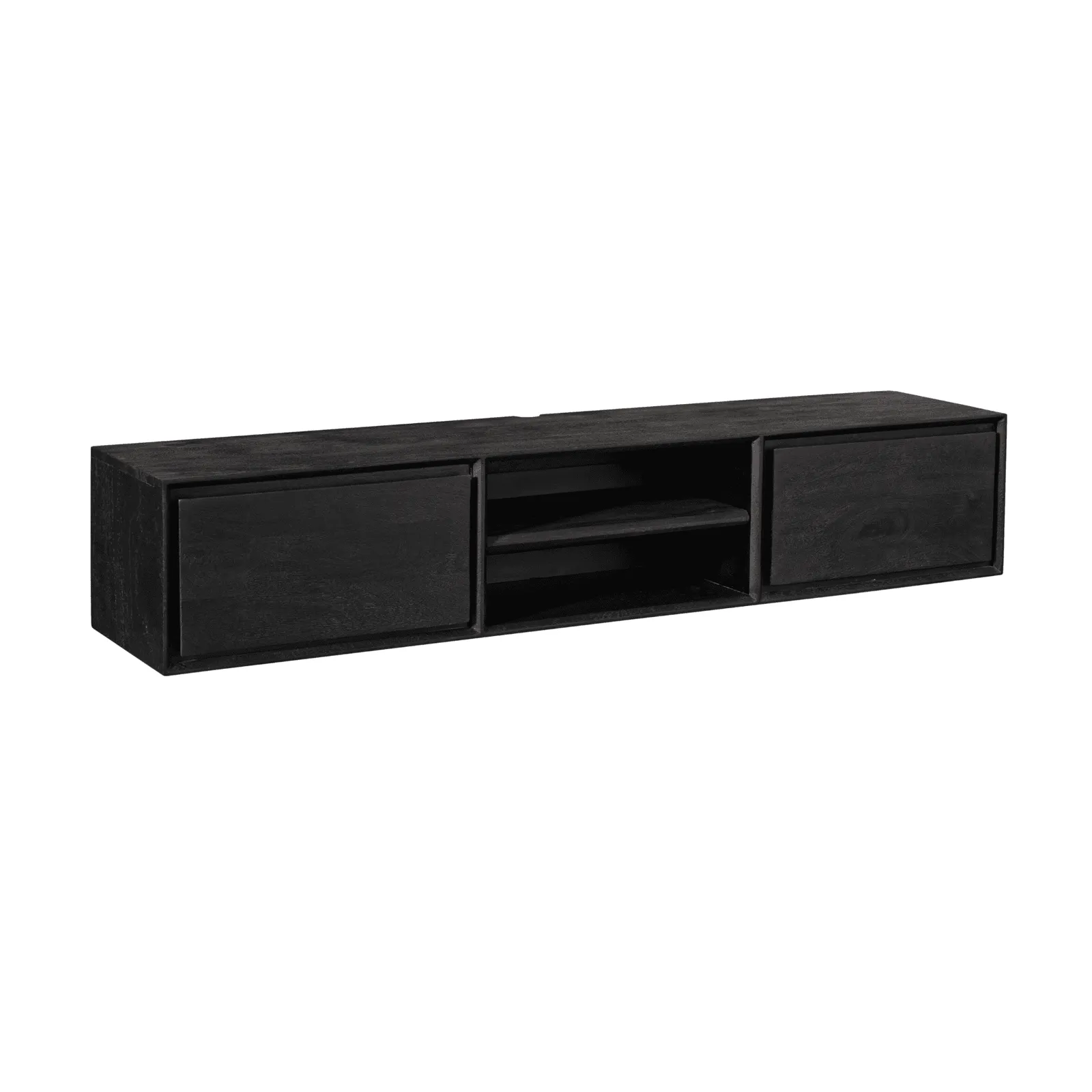 Schwebendes TV-Möbel Ambiance Naturel, 120 cm, auf weißem Hintergrund, aus schräger Perspektive - Starfurn