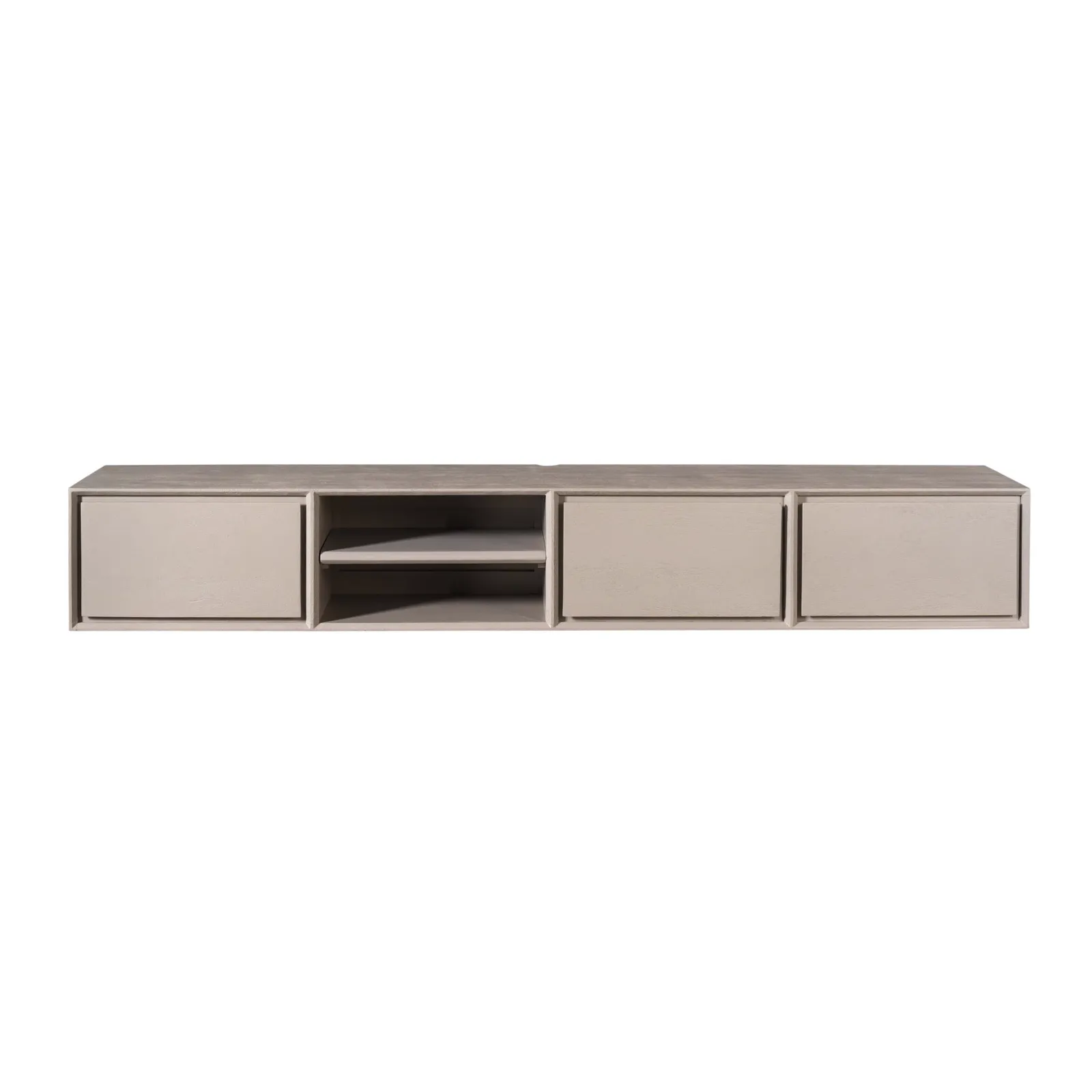 Schwebendes TV-Möbel Ambiance Taupe, 200 cm breit, auf weißem Hintergrund - Starfurn