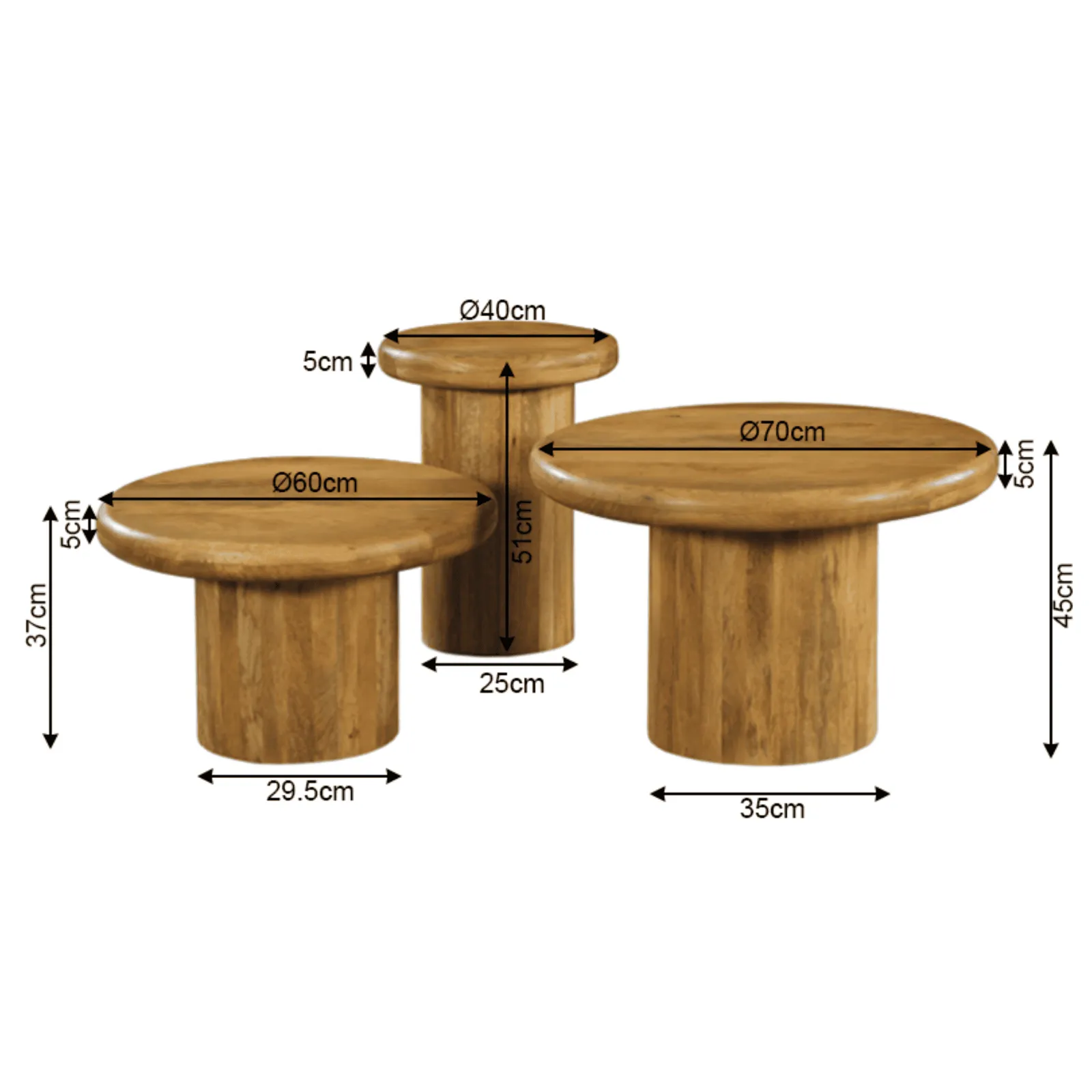Coffee Table Maya | 70 cm | set of 3 - Starfurn