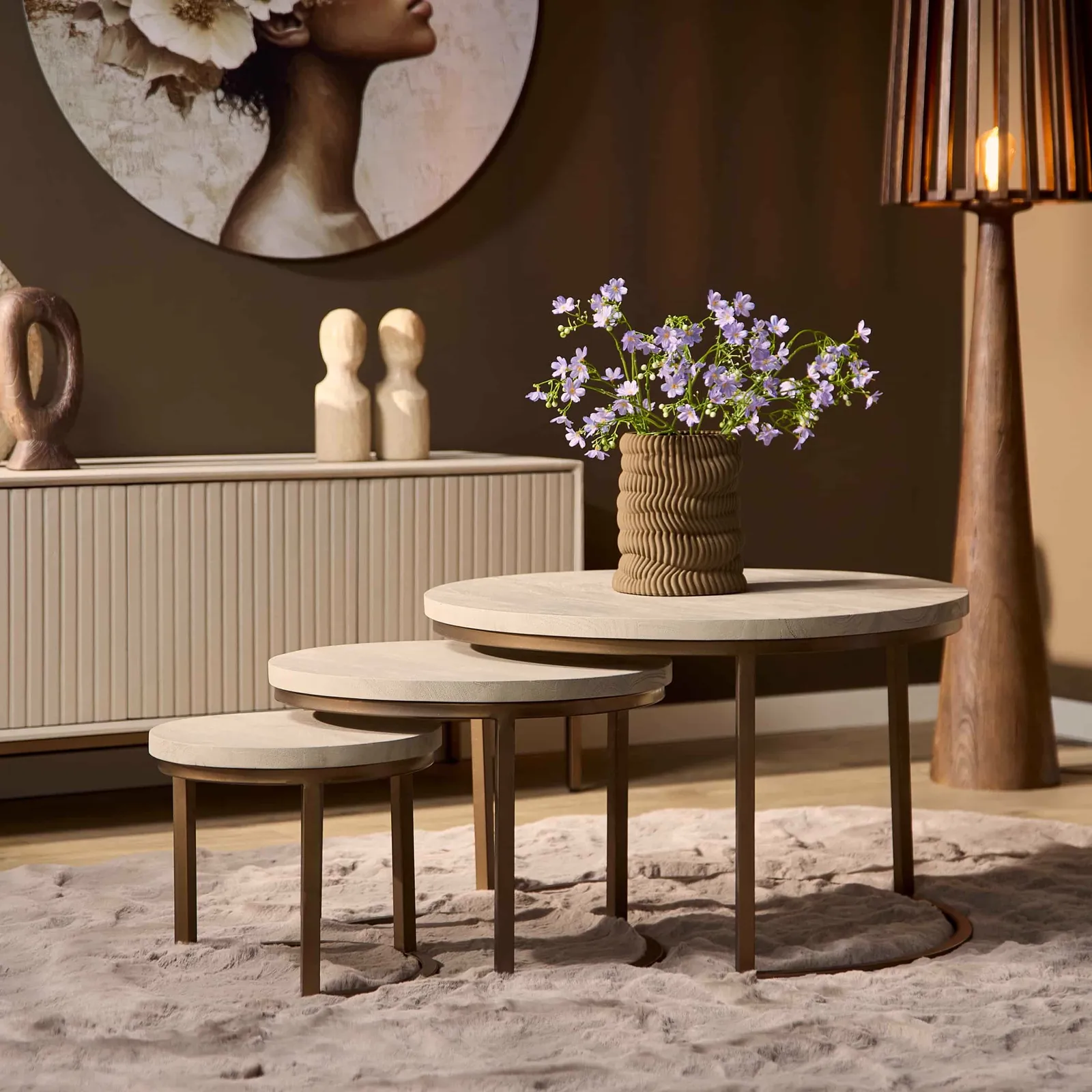 Coffee Table Madison Sand | 70 cm | set of 3 - Starfurn