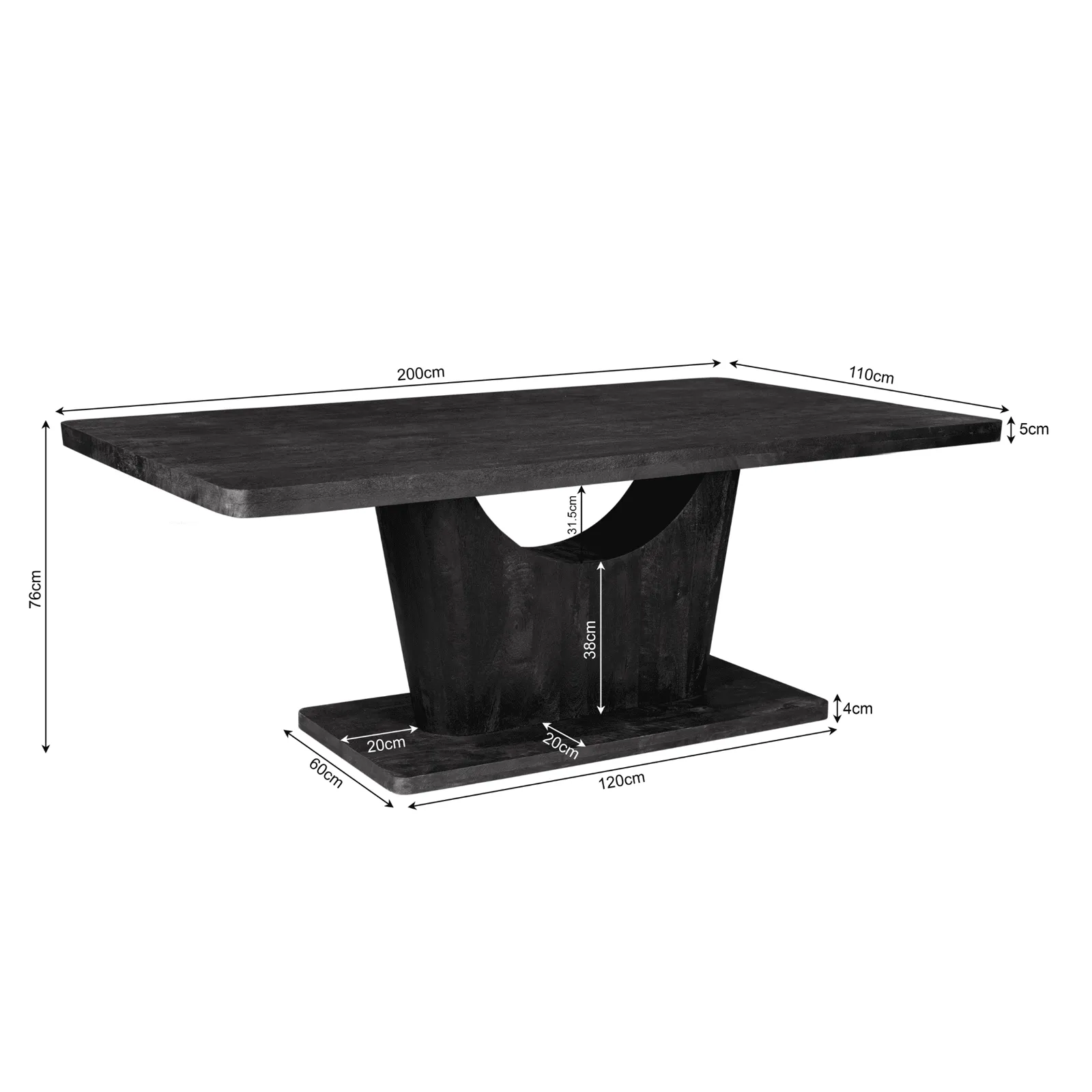 Voco Dining Table | 200 cm | Black - Starfurn