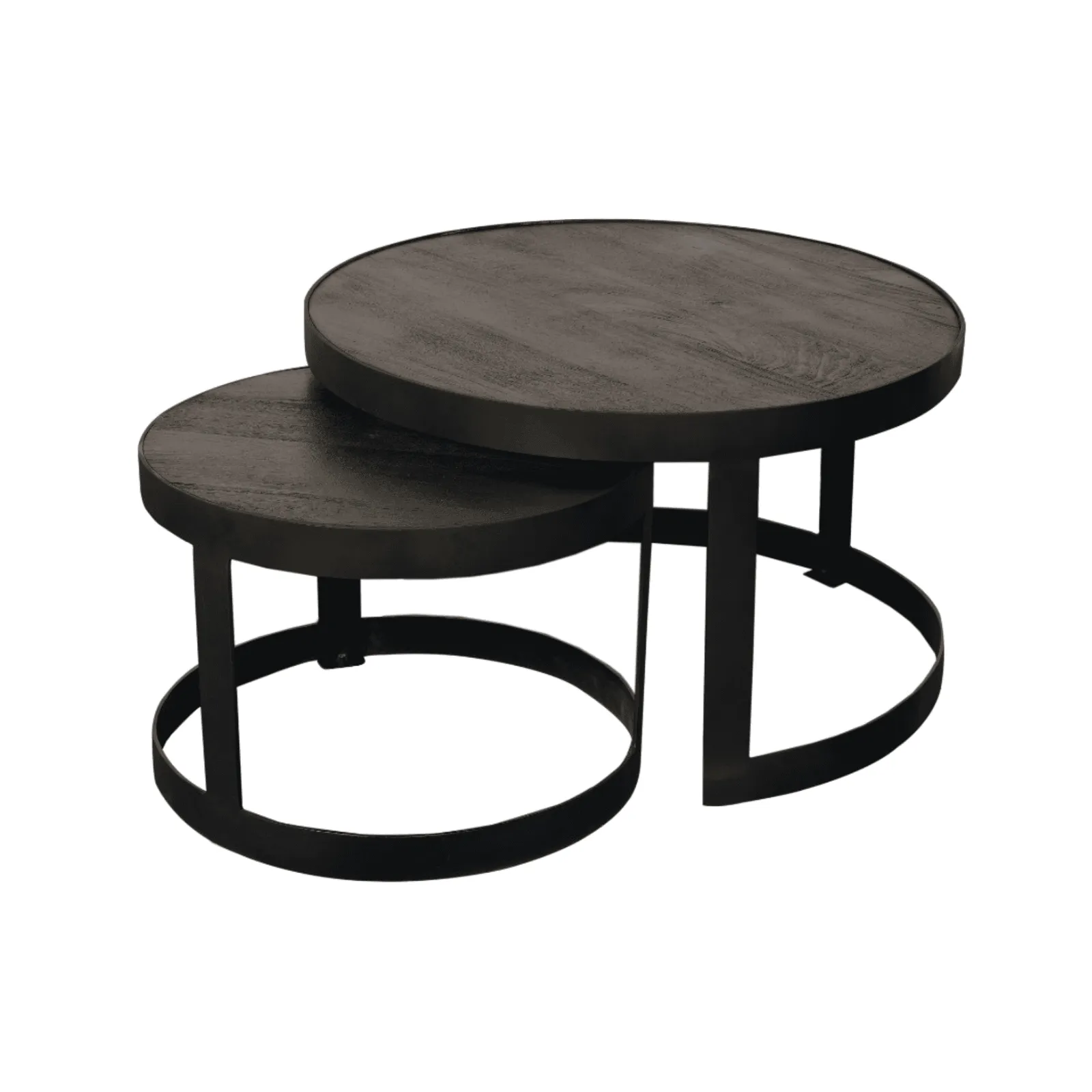 Set van twee ronde, donkere Salontafel Lola op een witte achtergrond - Starfurn