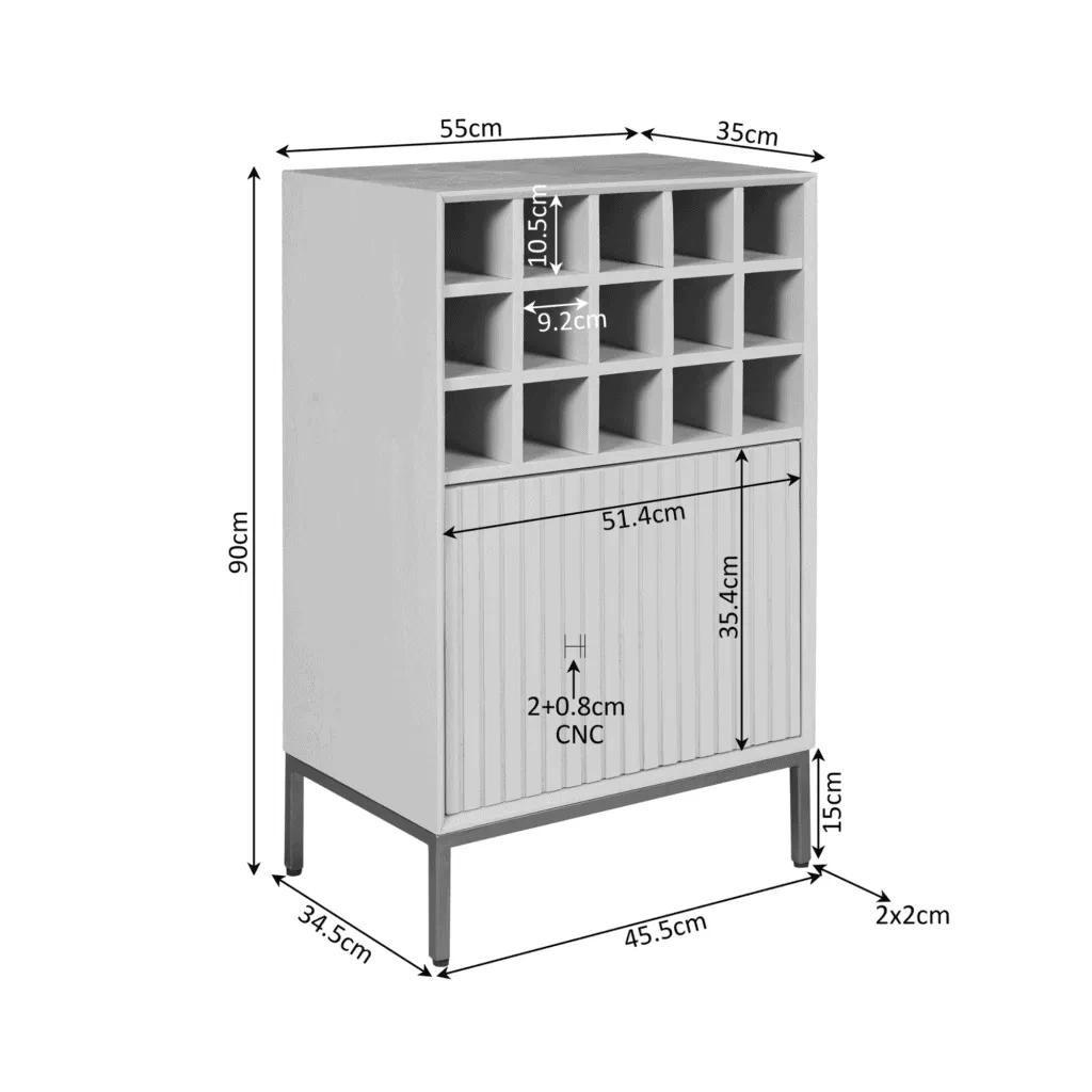Wine Cabinet Madison Brown | 55 cm - Starfurn
