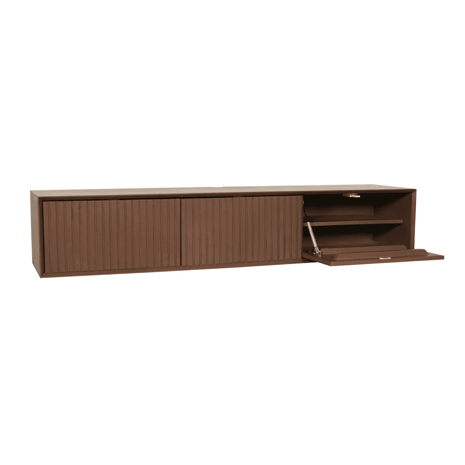Zwevend tv meubel Madison Sand 120 cm met twee gesloten deuren en één openstaand vak met twee planken - Starfurn
