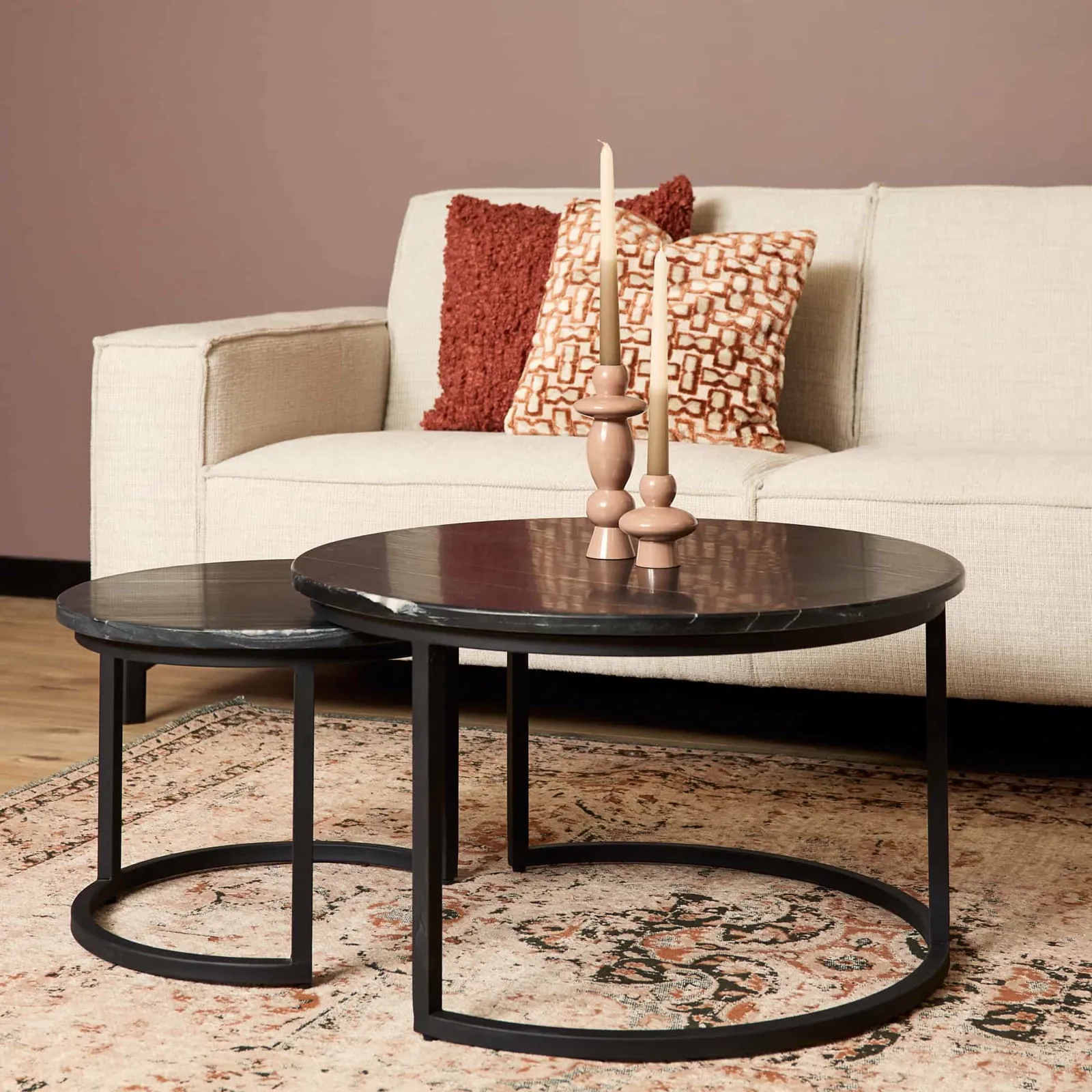 Coffee Table Nova Black Marble | 70 cm | Set of 2 - Starfurn