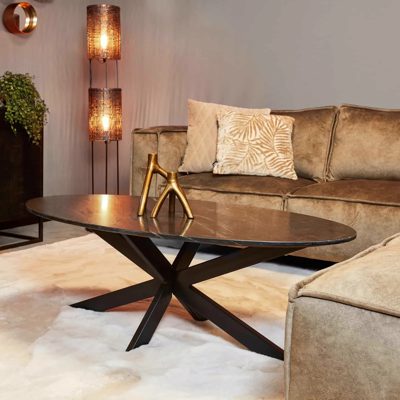 Coffee Table Faye Black Marble | 120 cm | Oval - Starfurn