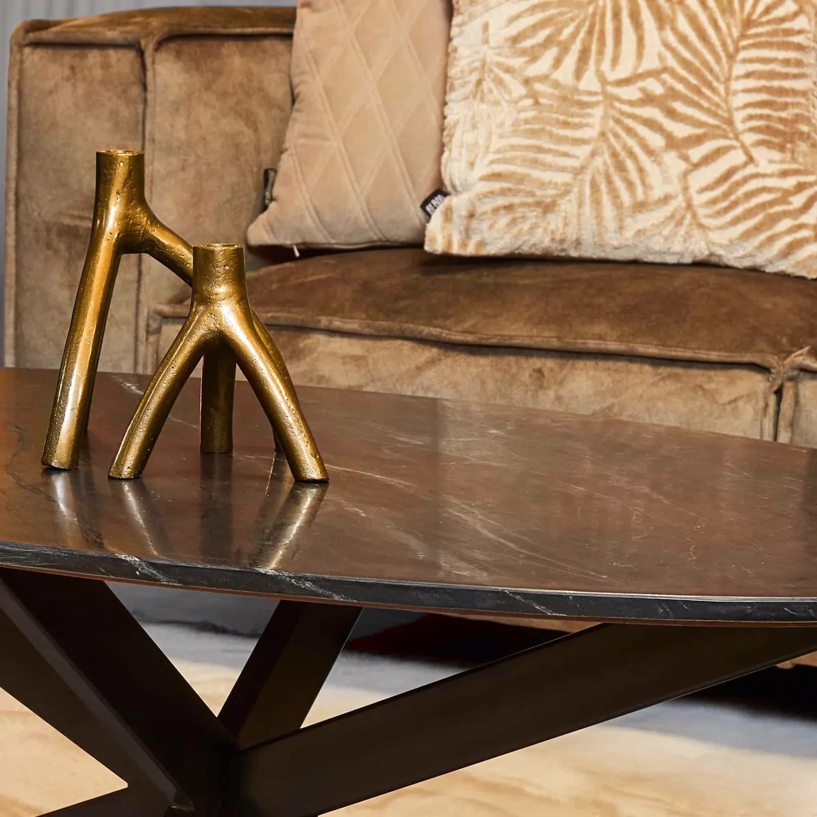 Coffee Table Faye Black Marble | 120 cm | Oval - Starfurn