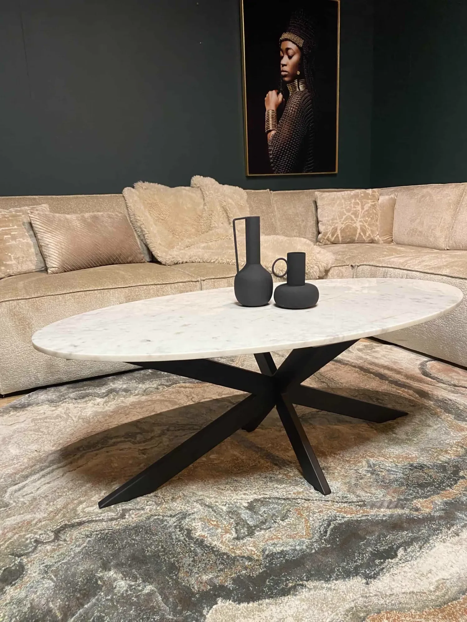 Coffee Table Faye White Marble | 130 cm | Oval - Starfurn