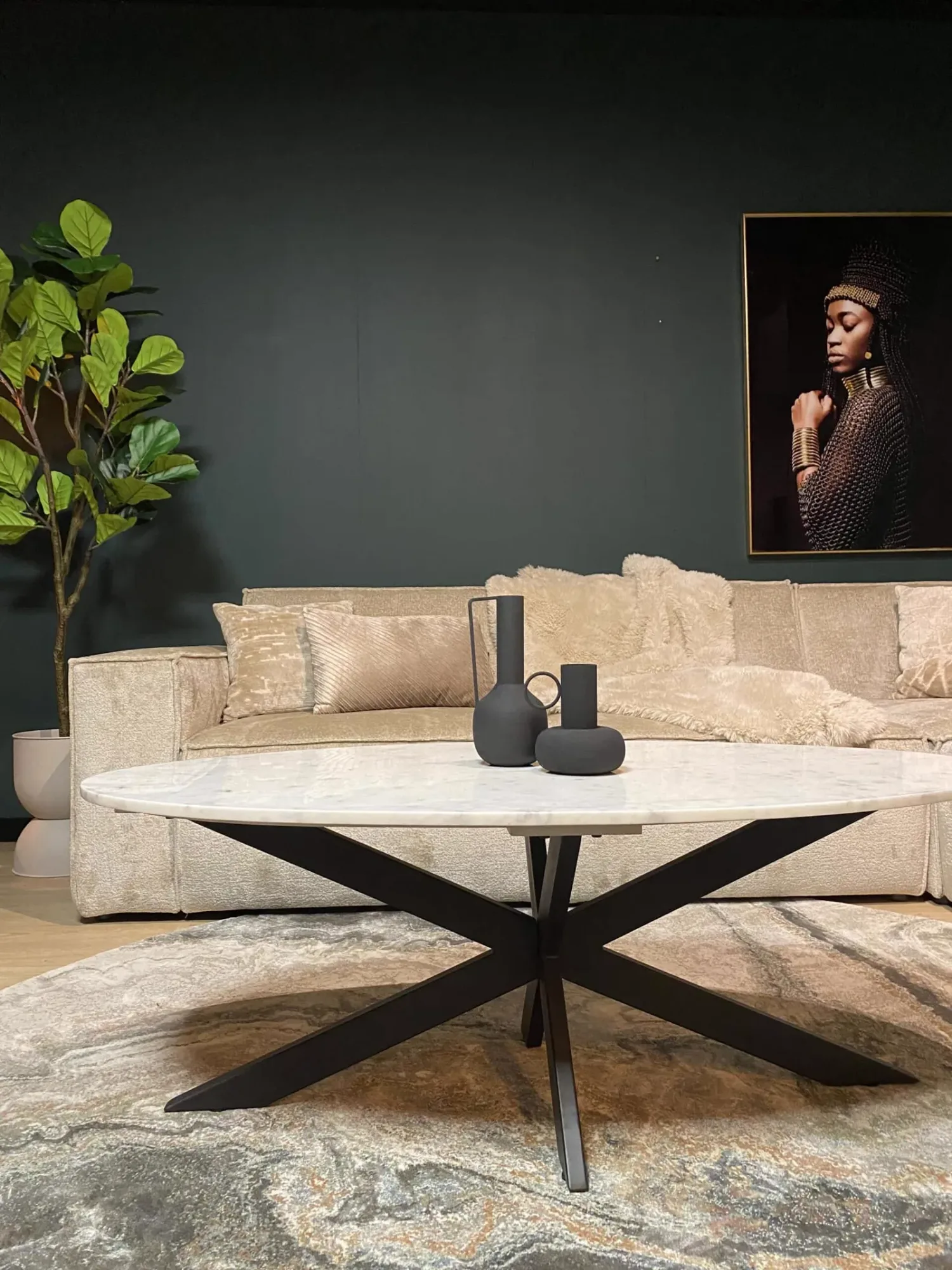 Coffee Table Faye White Marble | 130 cm | Oval - Starfurn