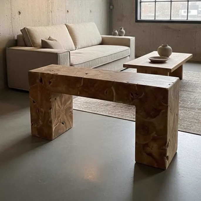 Side Table Block Teak Wood - World of Brosi