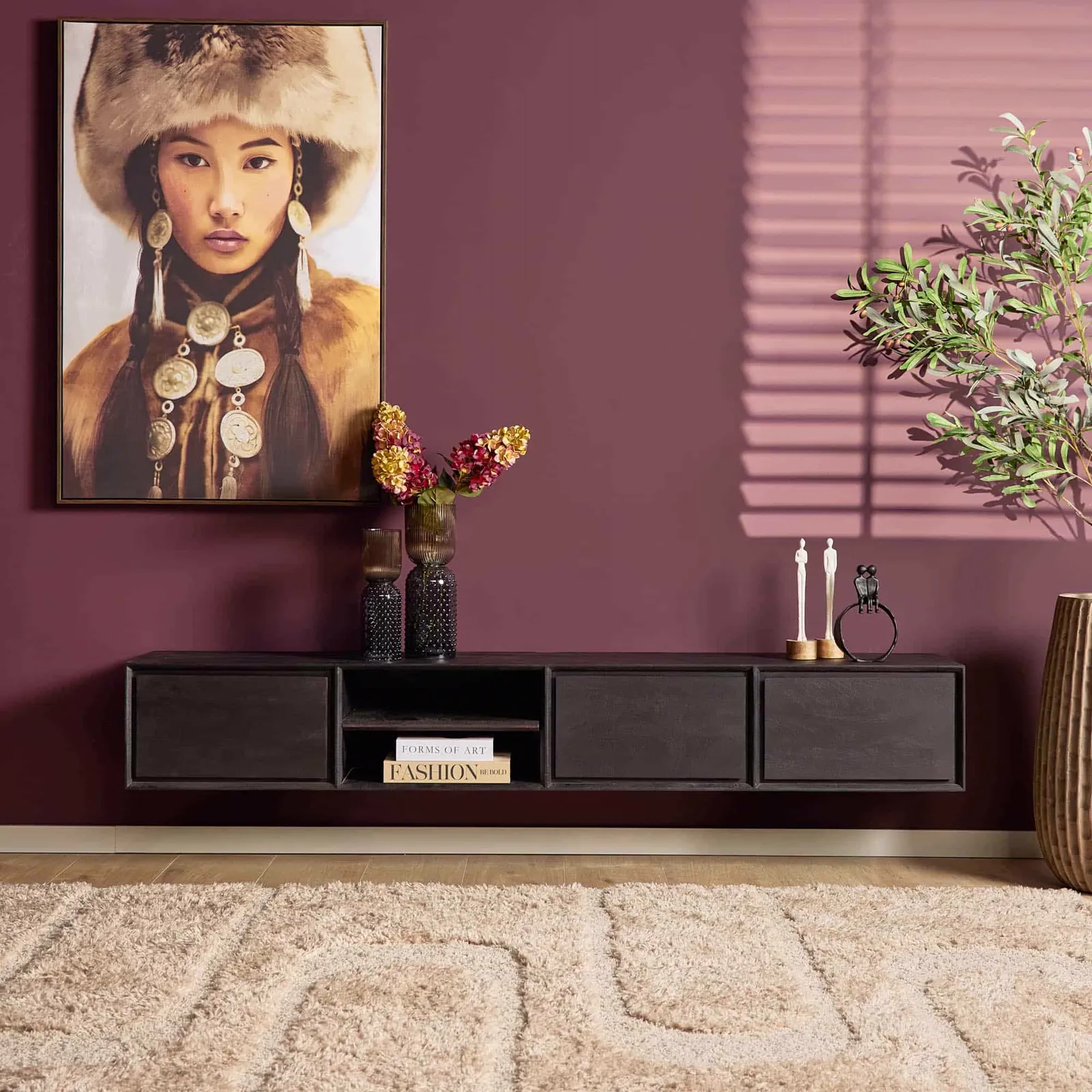 Floating TV unit Ambiance Black | 200 cm - Starfurn
