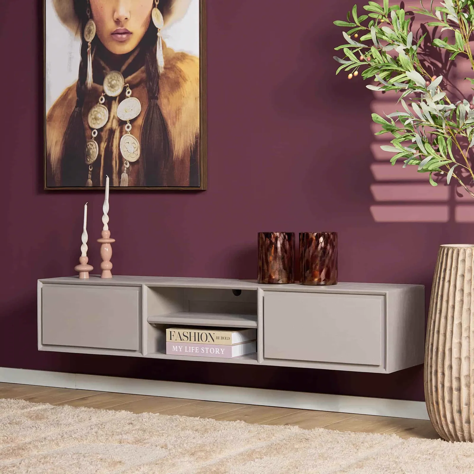 Floating TV unit Ambiance Taupe | 160 cm - Starfurn