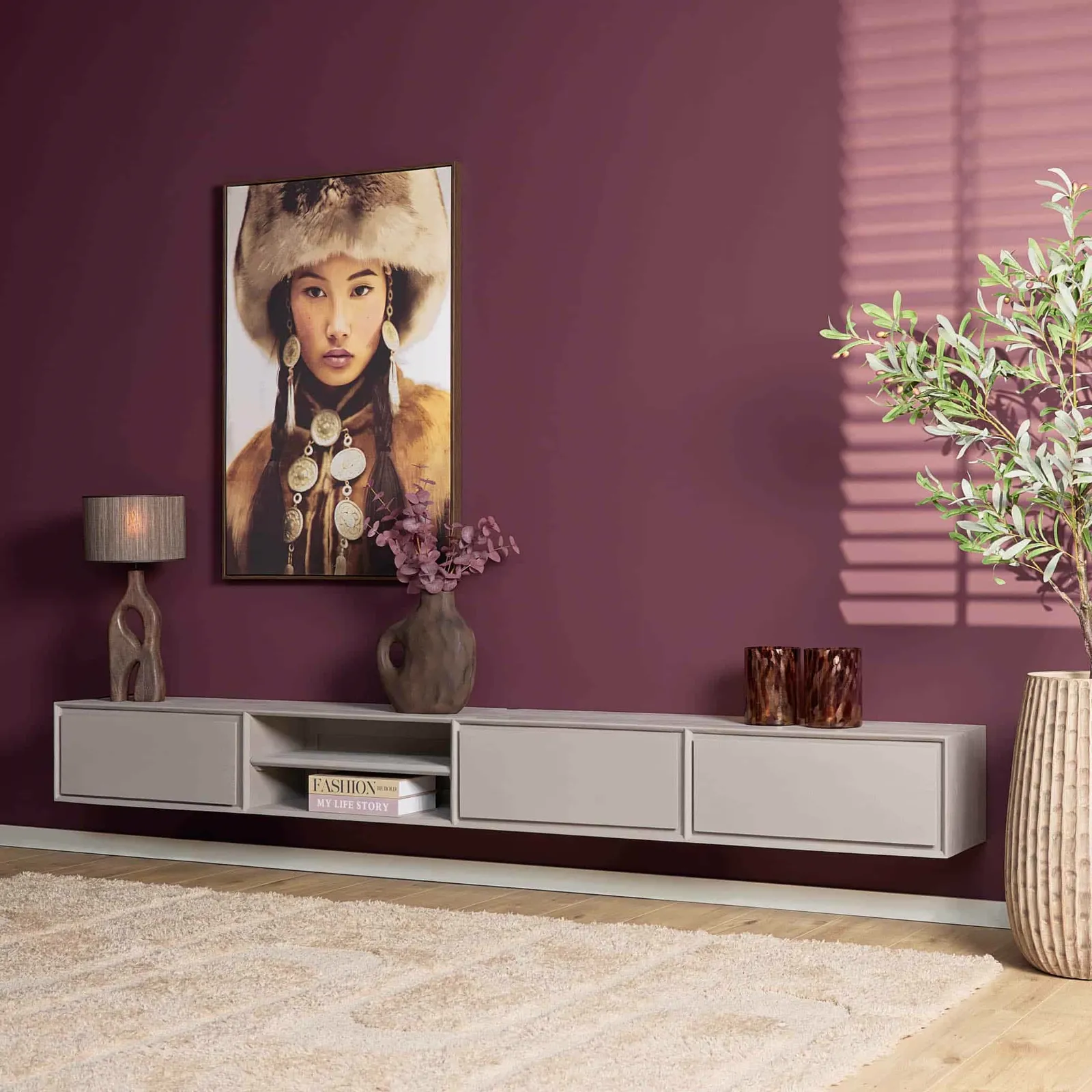 Floating TV unit Ambiance Taupe | 280 cm - Starfurn