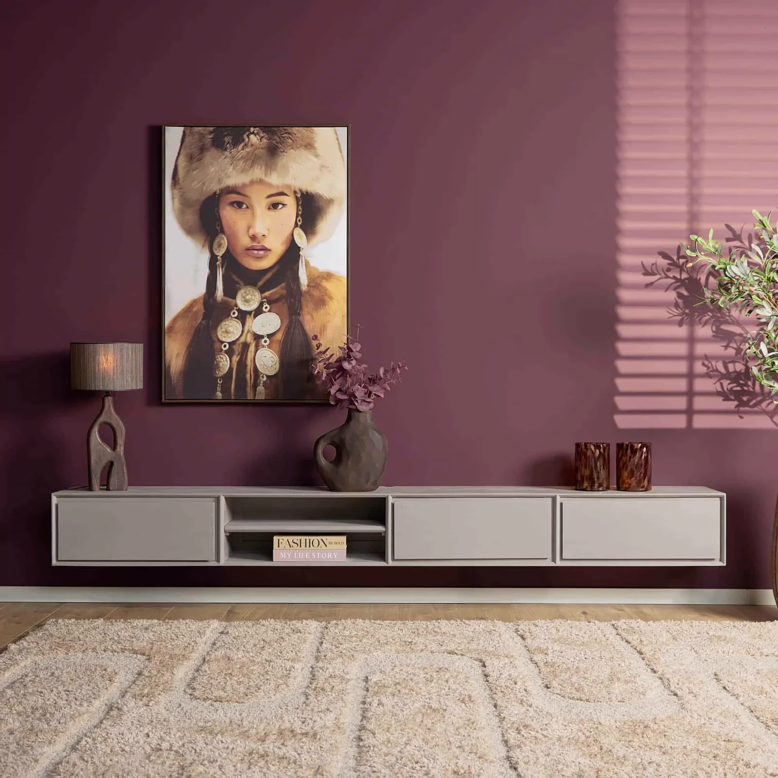 Floating TV unit Ambiance Taupe | 280 cm - Starfurn