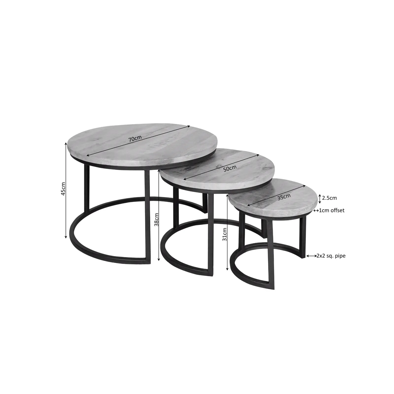 Coffee Table Madison Sand | 70 cm | set of 3 - Starfurn
