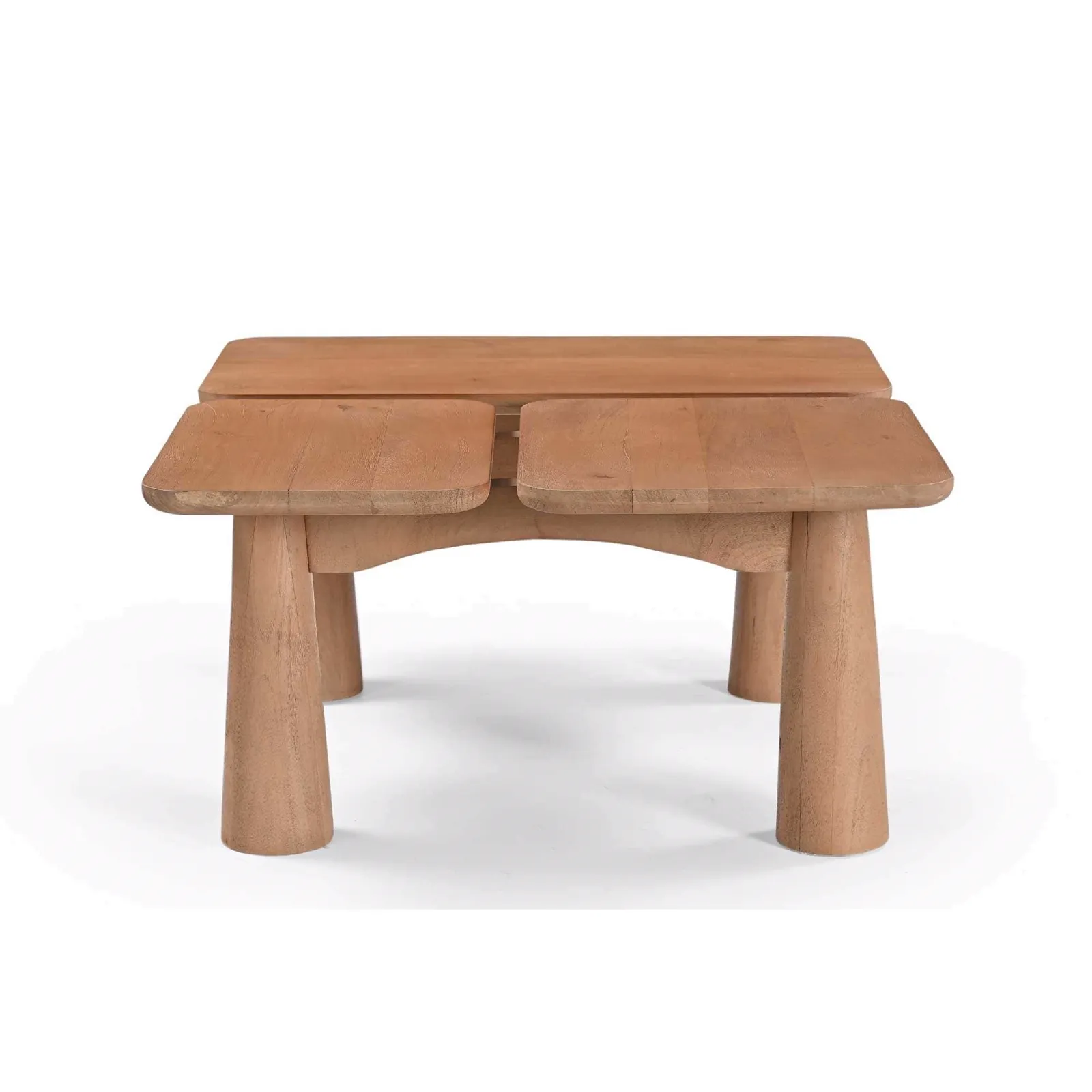 Couchtisch Vona 80 cm von Starfurn, ein Holztisch mit zwei Ebenen auf weißem Hintergrund