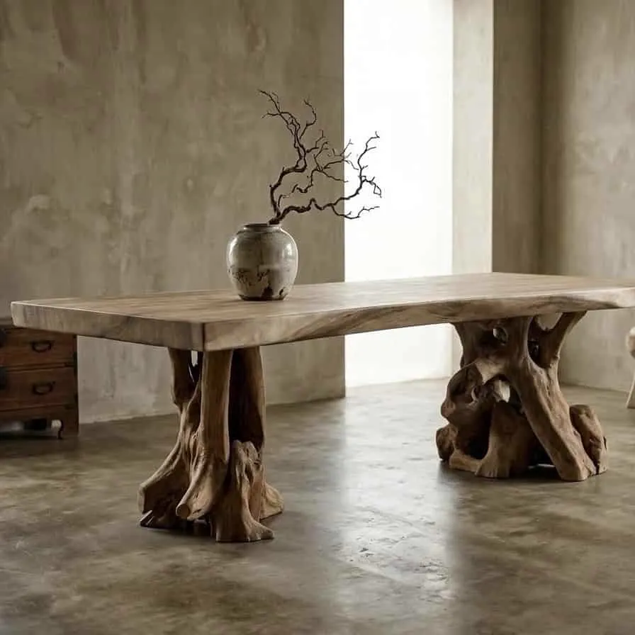 Tree Trunk Table Suar Wood | Root Leg - World of Brosi