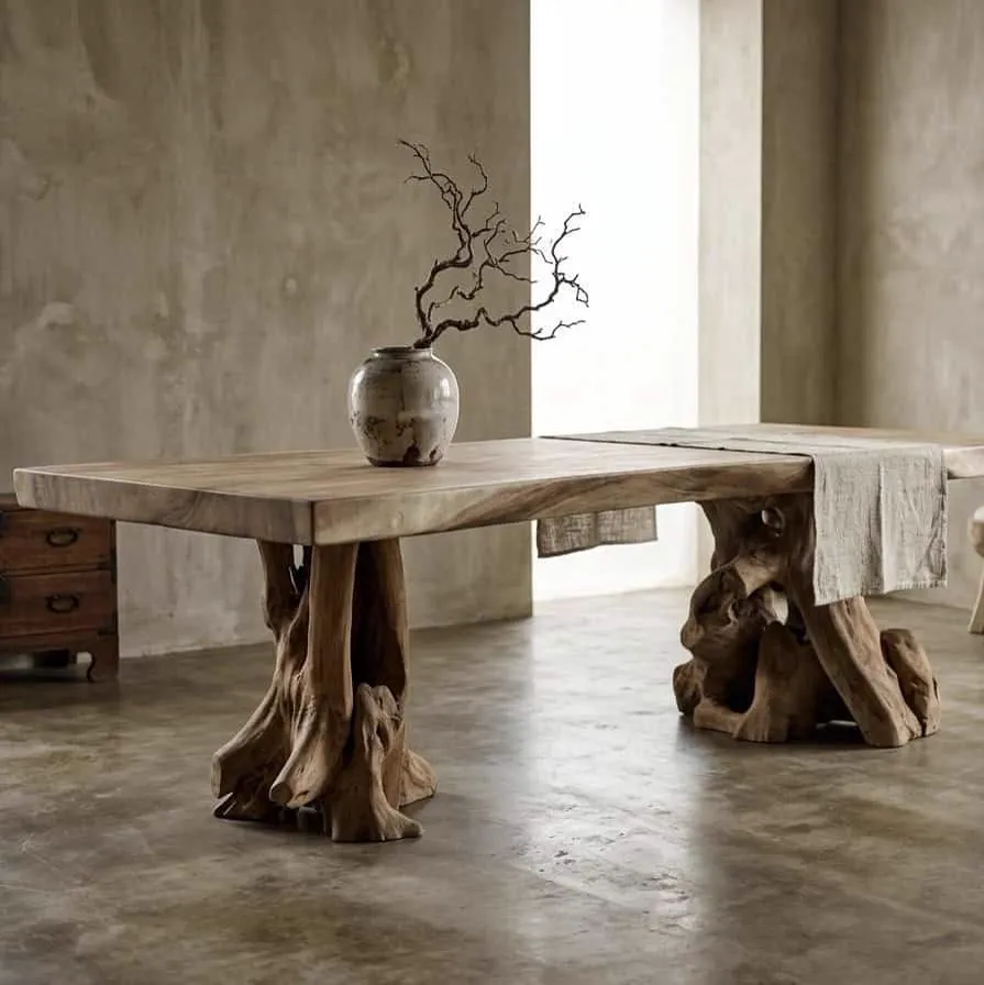 Tree Trunk Table Suar Wood | Root Leg - World of Brosi