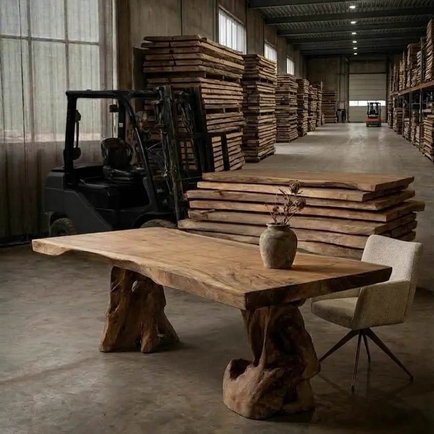 Tree Trunk Table Suar Wood | Root Leg - World of Brosi