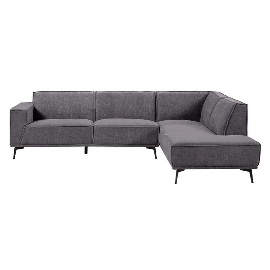 Leeds 2.5-AL + Ottoman R - City 464 Black Blue bankstel op een witte achtergrond, gezien vanaf de voorkant - Tower Living