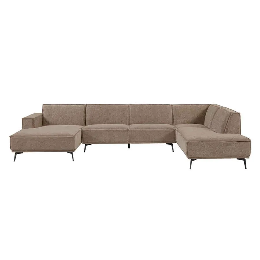 Leeds Chaise L - 2 5 - Ottoman R - City 453 Moss Grey bankstel op een witte achtergrond - Tower Living