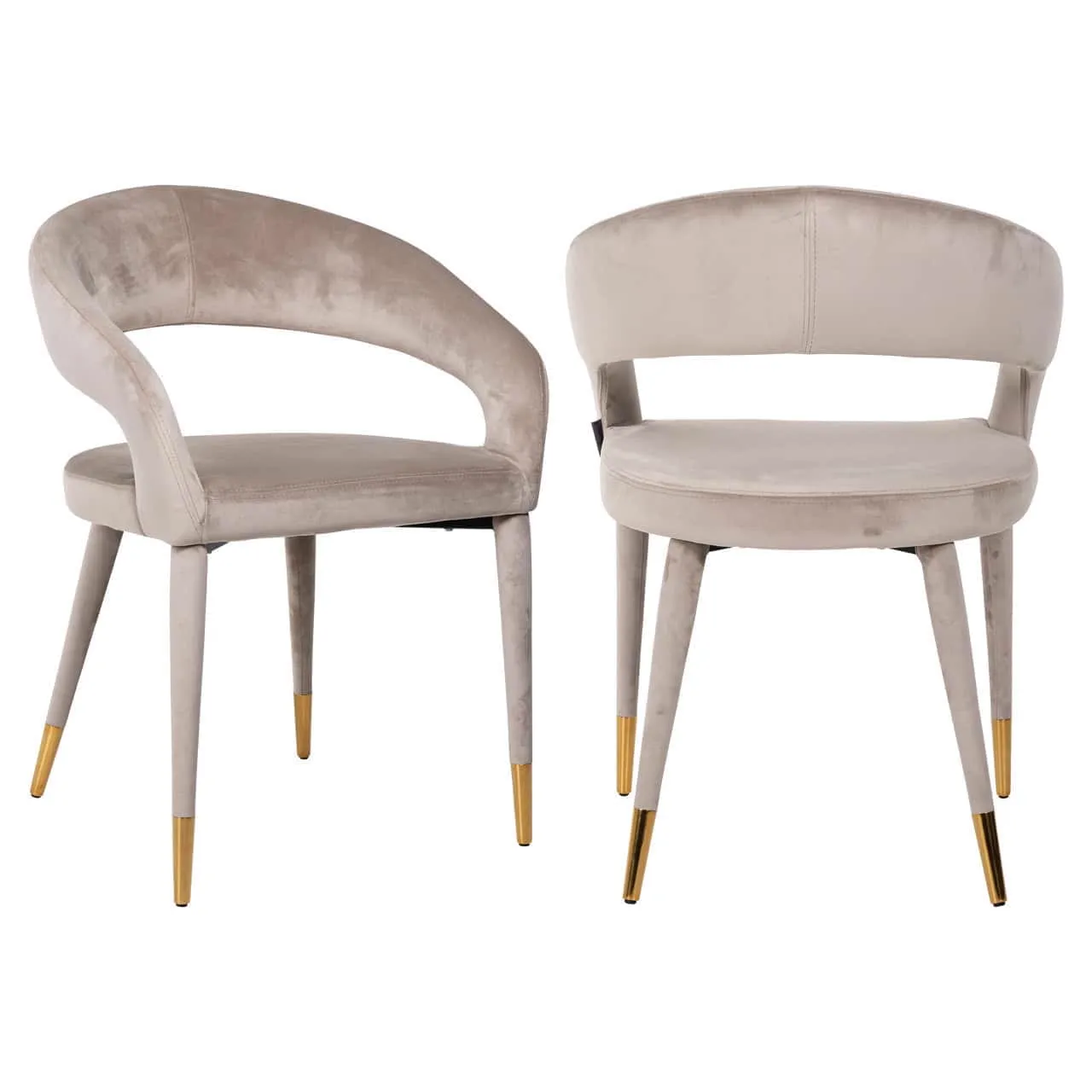 Dining chair Gia khaki velvet flame retardant - Richmond Interiors