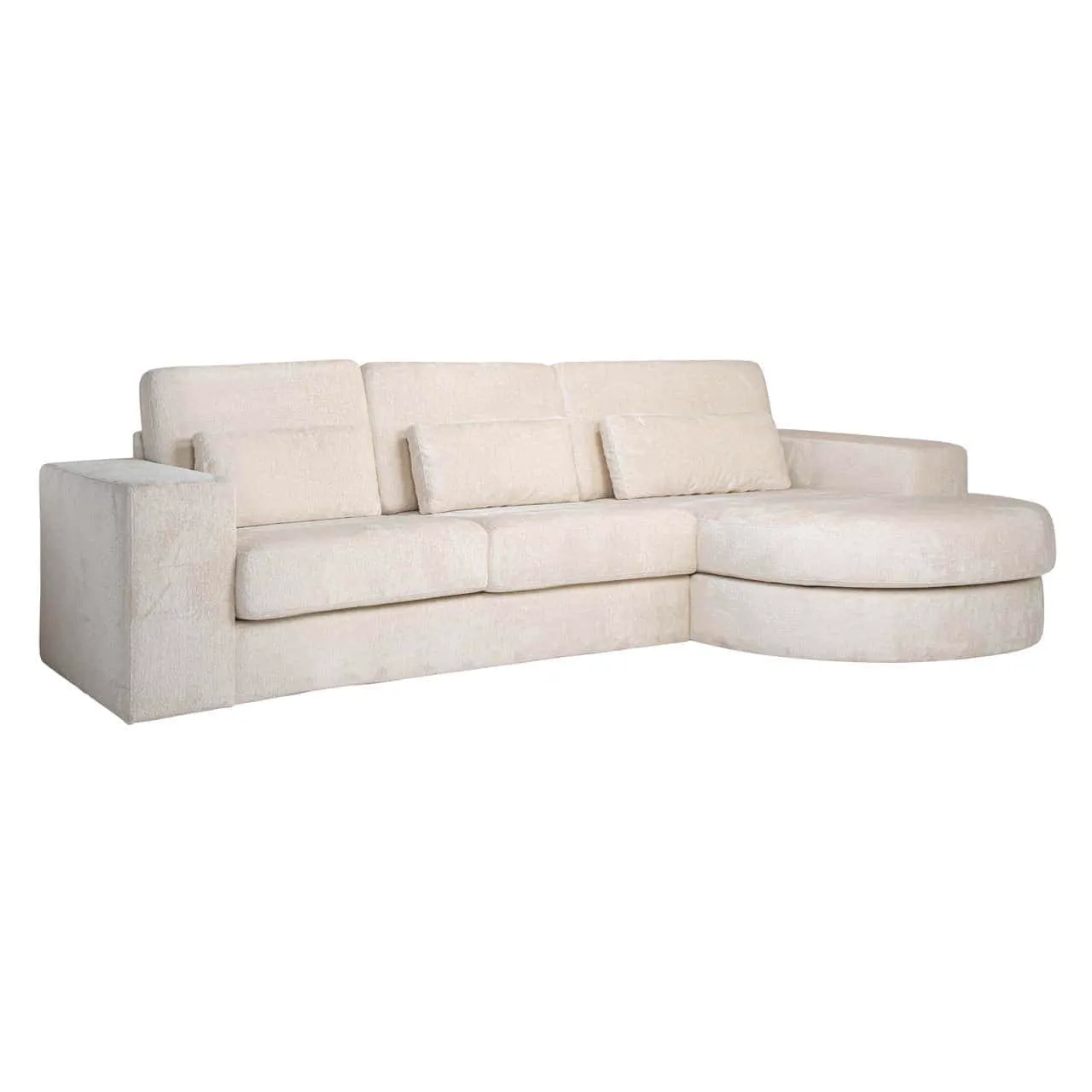 Sofa Felix white chenille 2.5-seater + lounge round right - Richmond Interiors