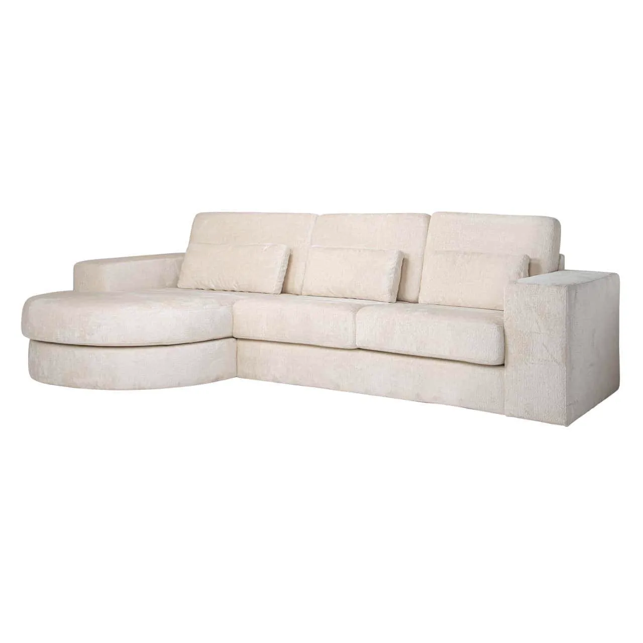 Felix sofa white chenille 2.5-seater + lounge round left - Richmond Interiors