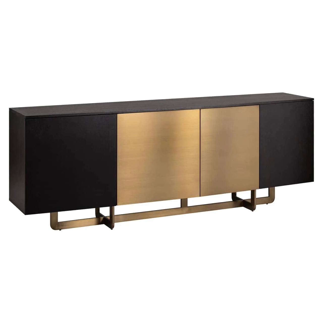 Sideboard Alexander Jones Charcoal (Dax) auf weißem Hintergrund, mit dunkelgrauem Gehäuse und goldfarbenen Türen - Richmond Interiors