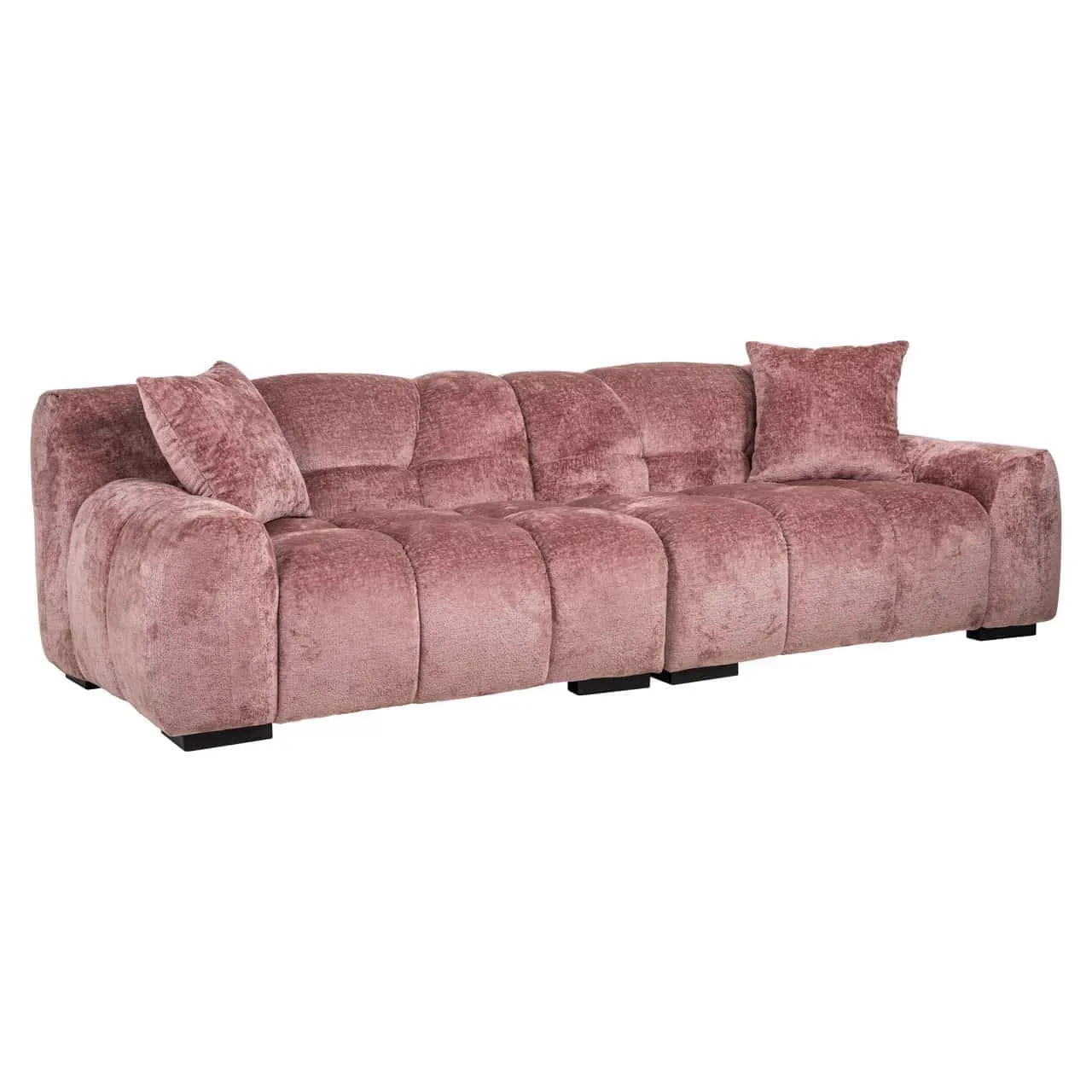 Sofa Charelle rose chenille auf weißem Hintergrund, schräg von vorne fotografiert - Richmond Interiors