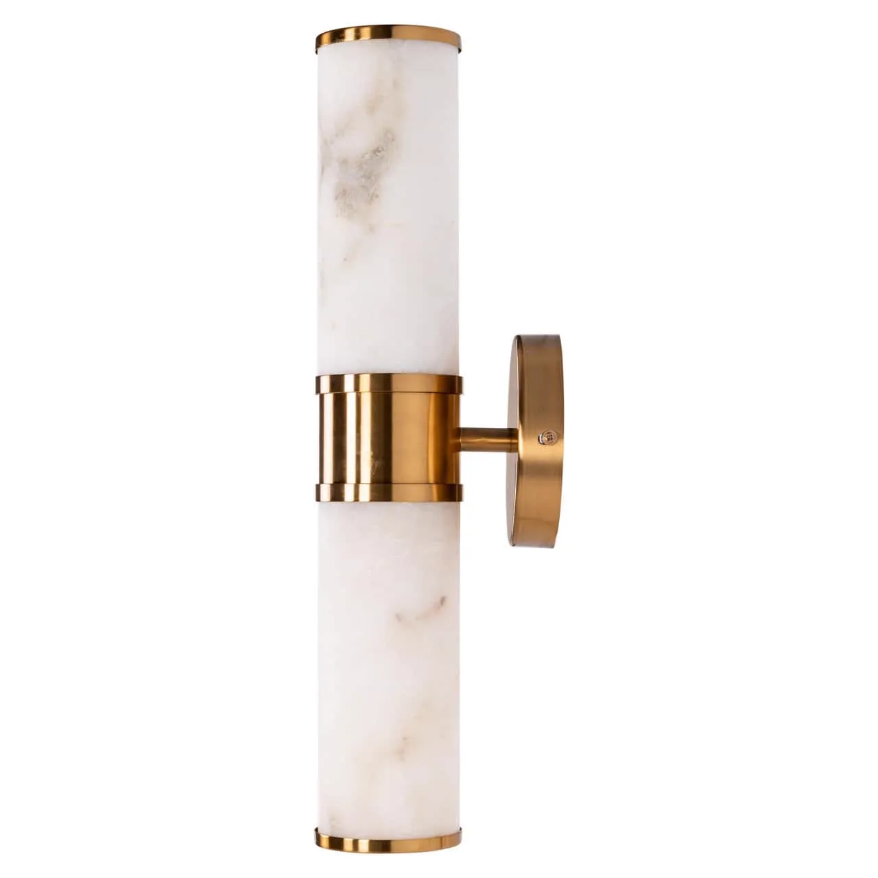 Wandlamp Charlize gold op een witte achtergrond, met de lamp verticaal gemonteerd - Richmond Interiors