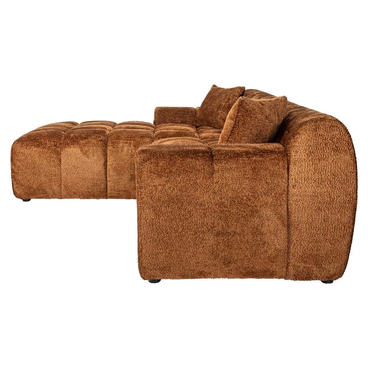 Sofa Cube lovely cinnamon 3-seater + lounge left, schräg von vorne auf weißem Hintergrund fotografiert - Richmond Interiors