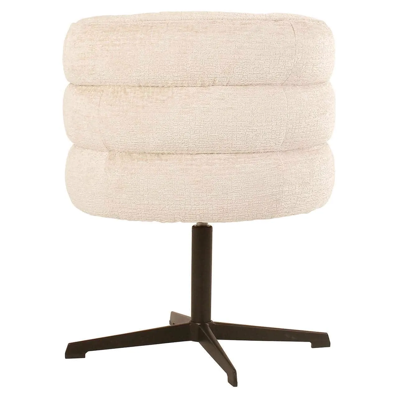 Esszimmerstuhl Alexander Jones cream fusion swivel mit einer Sitzfläche aus drei gestapelten, runden Kissen auf einem schwarzen Sternfuß, auf weißem Hintergrund - Richmond Interiors