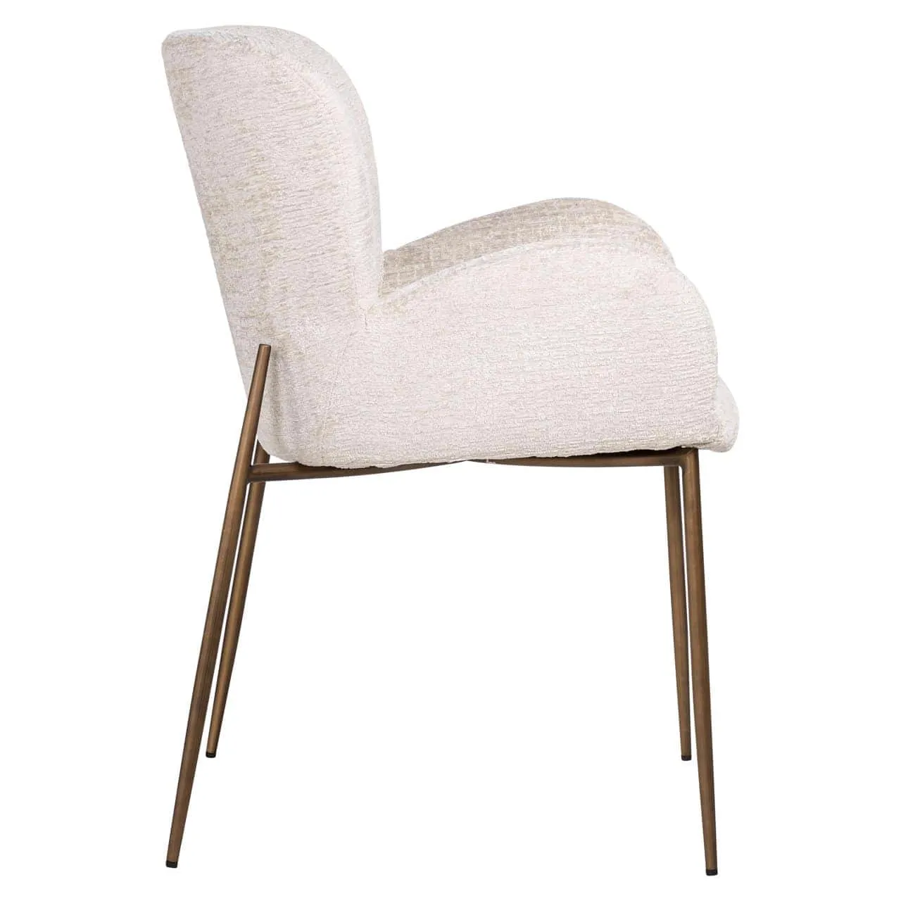 Zijaanzicht van eetkamerstoel Amber cream fusion fire retardant op een witte achtergrond - Richmond Interiors