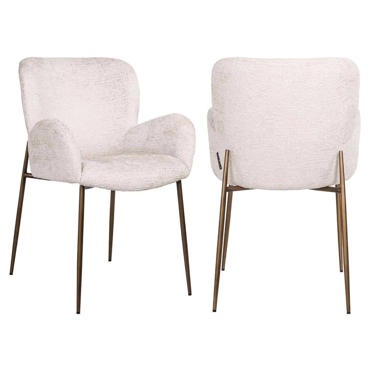 Zwei Essstühle Amber cream fusion fire retardant, einer von vorne und einer von hinten, auf weißem Hintergrund - Richmond Interiors
