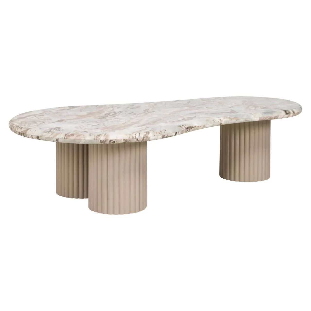 Couchtisch Coronel Blush beige auf weißem Hintergrund, aus einer niedrigen Perspektive fotografiert - Richmond Interiors