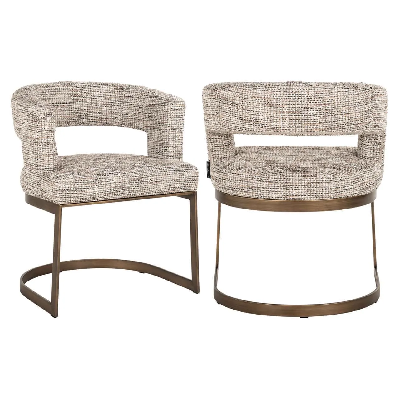 Zwei Esszimmerstühle Ellis trendy nature mit offener Rückenlehne und Metallgestell auf weißem Hintergrund - Richmond Interiors