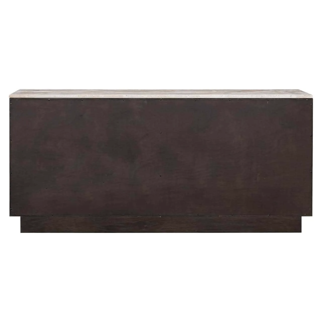 Rückseite des Sideboard Claremont Braun auf weißem Hintergrund, aus einer geraden Kameraperspektive - Richmond Interiors