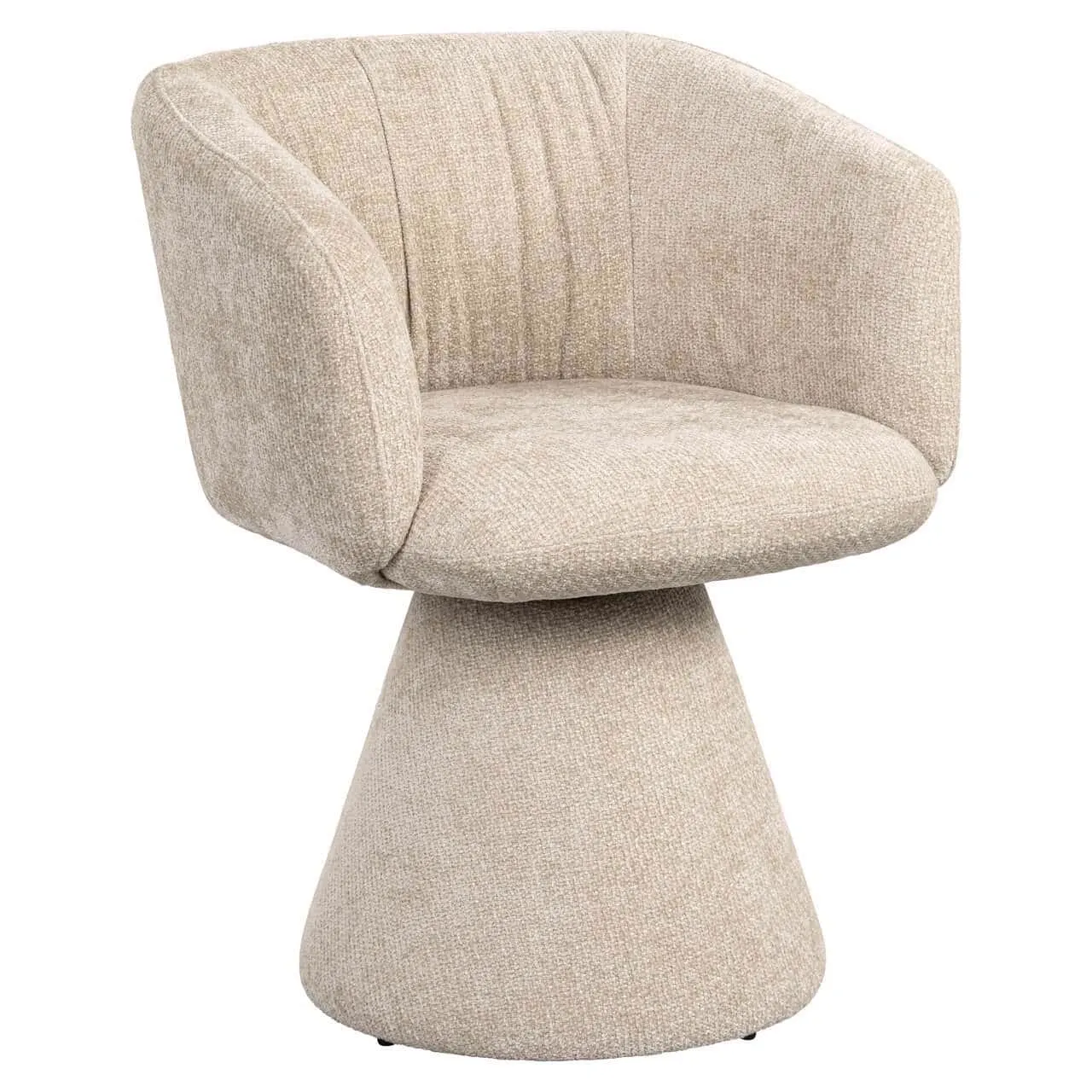 Esstuhl Madeline cream unicorn swivel auf weißem Hintergrund, von vorne fotografiert - Richmond Interiors