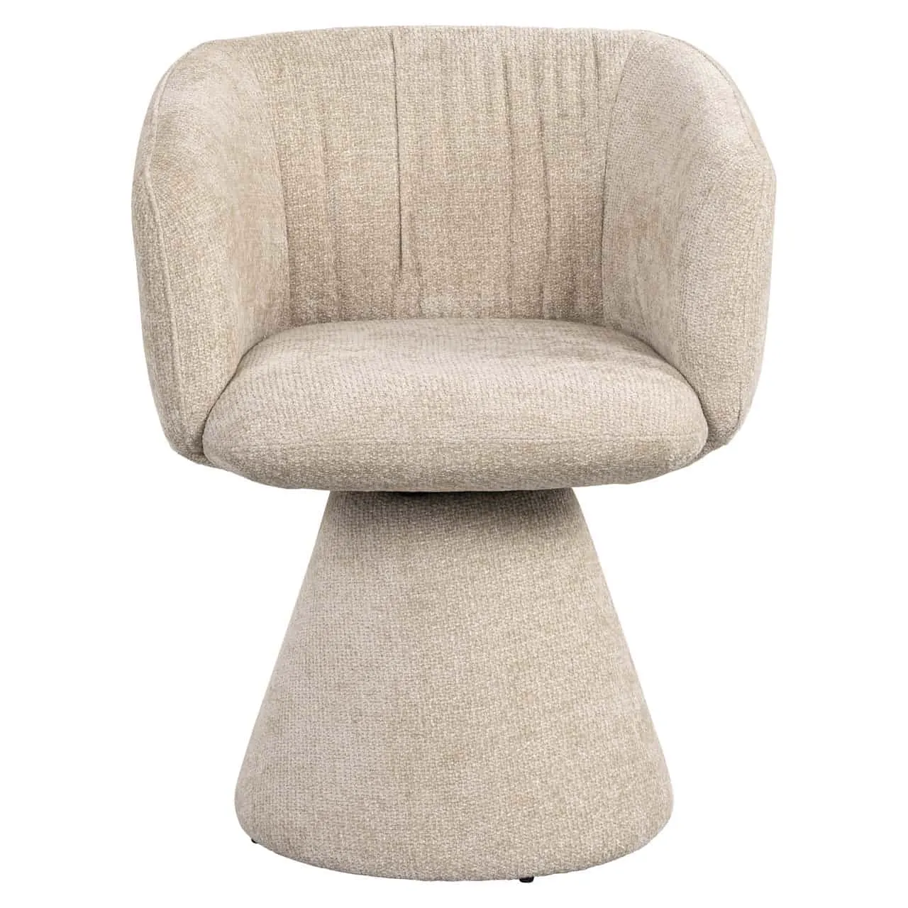 Esstuhl Madeline cream unicorn swivel auf weißem Hintergrund, von vorne fotografiert - Richmond Interiors