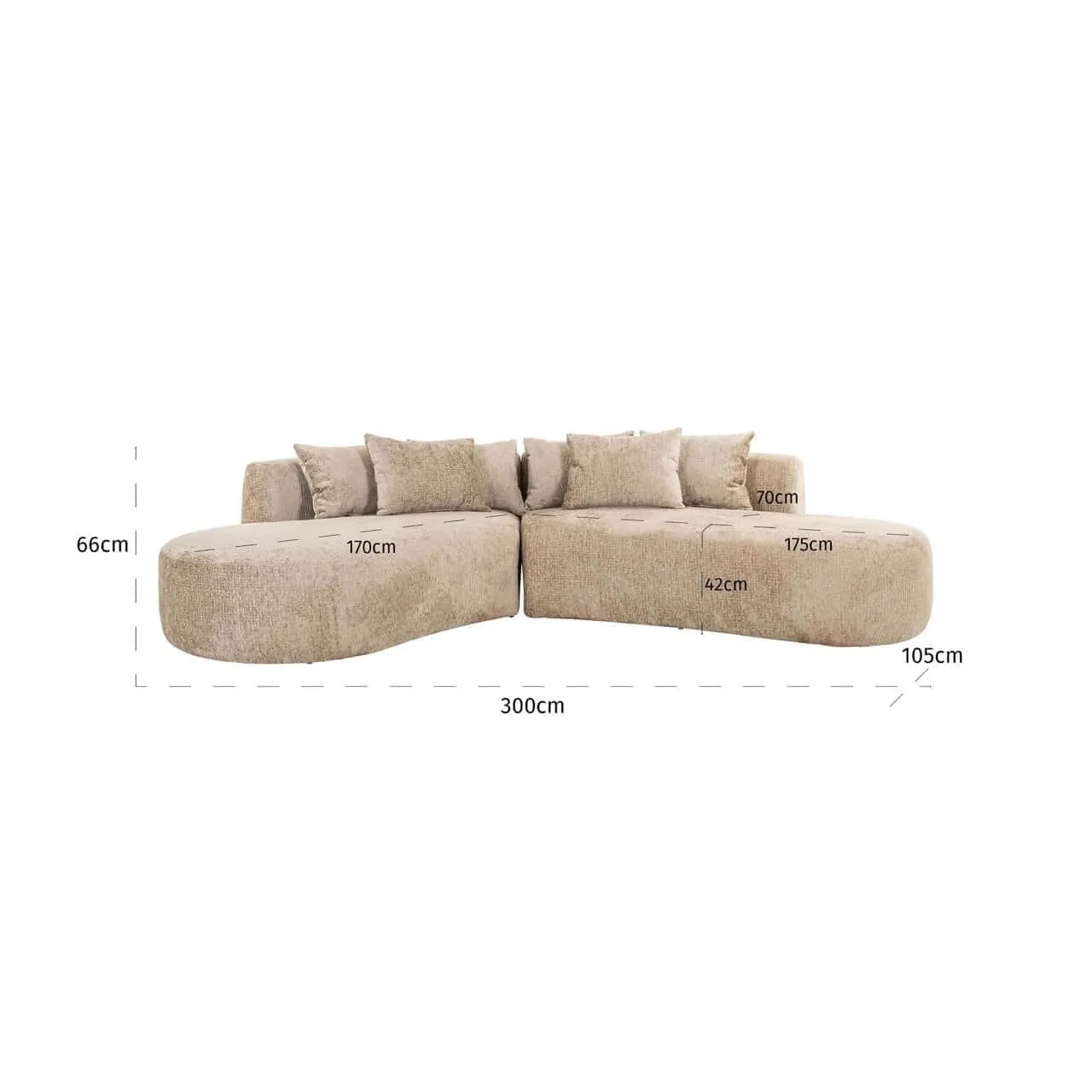 Sofa Cassie desert fusion 4-Sitzer auf weißem Hintergrund, mit den Maßen des Sofas - Richmond Interiors