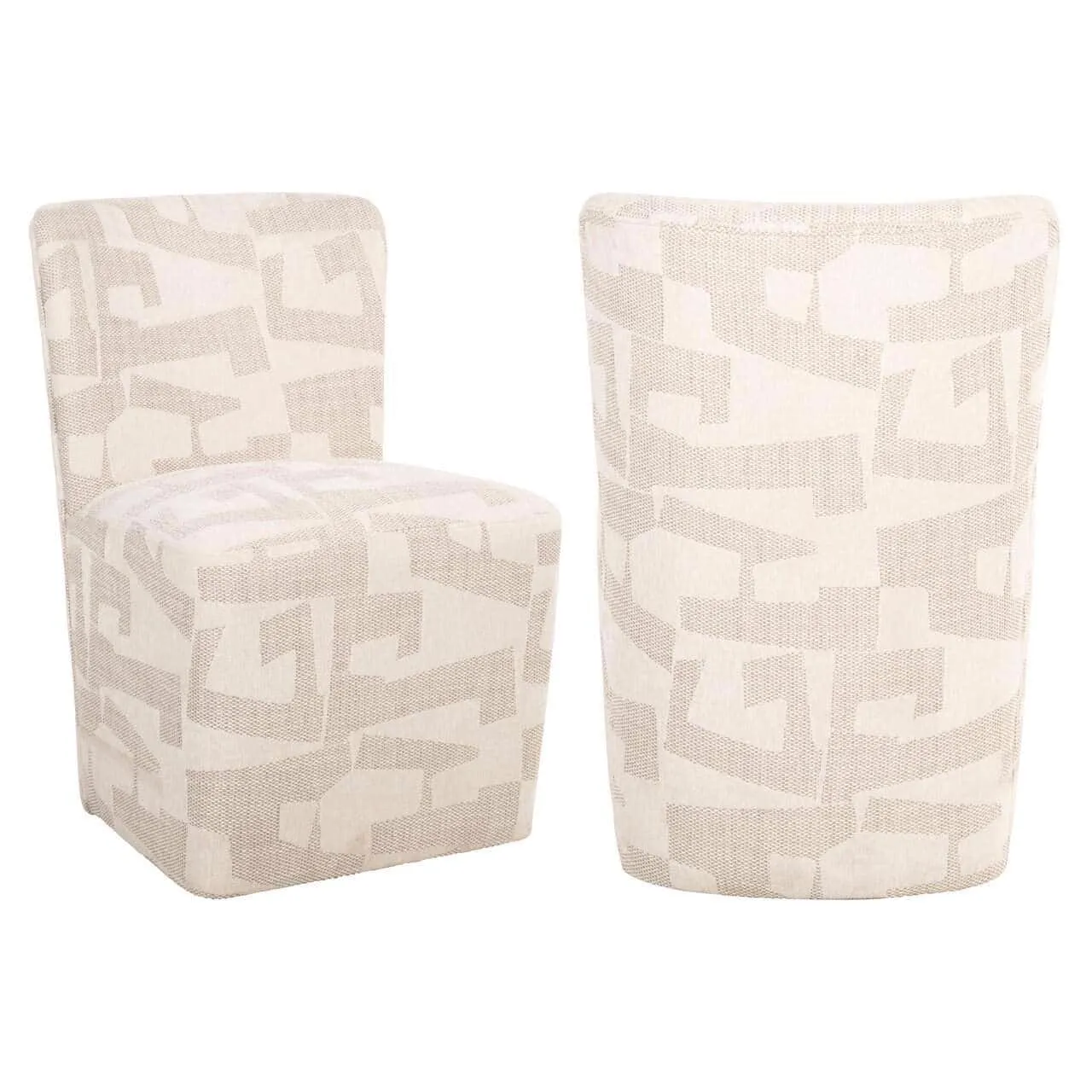 Dining chair Lorain beige graphic on wheels - Richmond Interiors