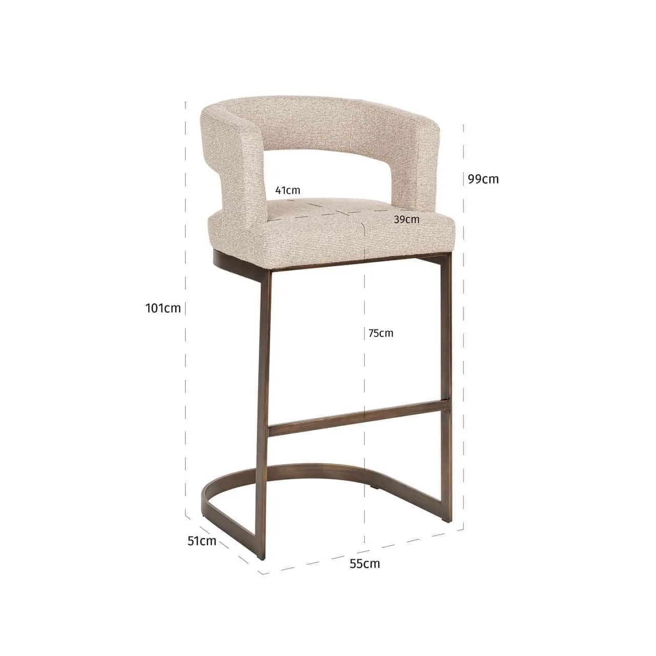 Bar stool Ellis biscotti - Richmond Interiors