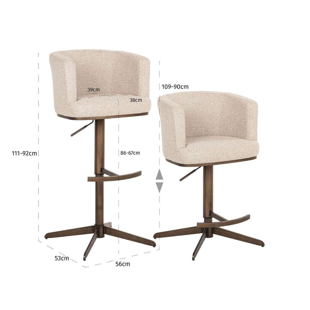 Cheyenne Bar Stool biscotti swivel - Richmond Interiors