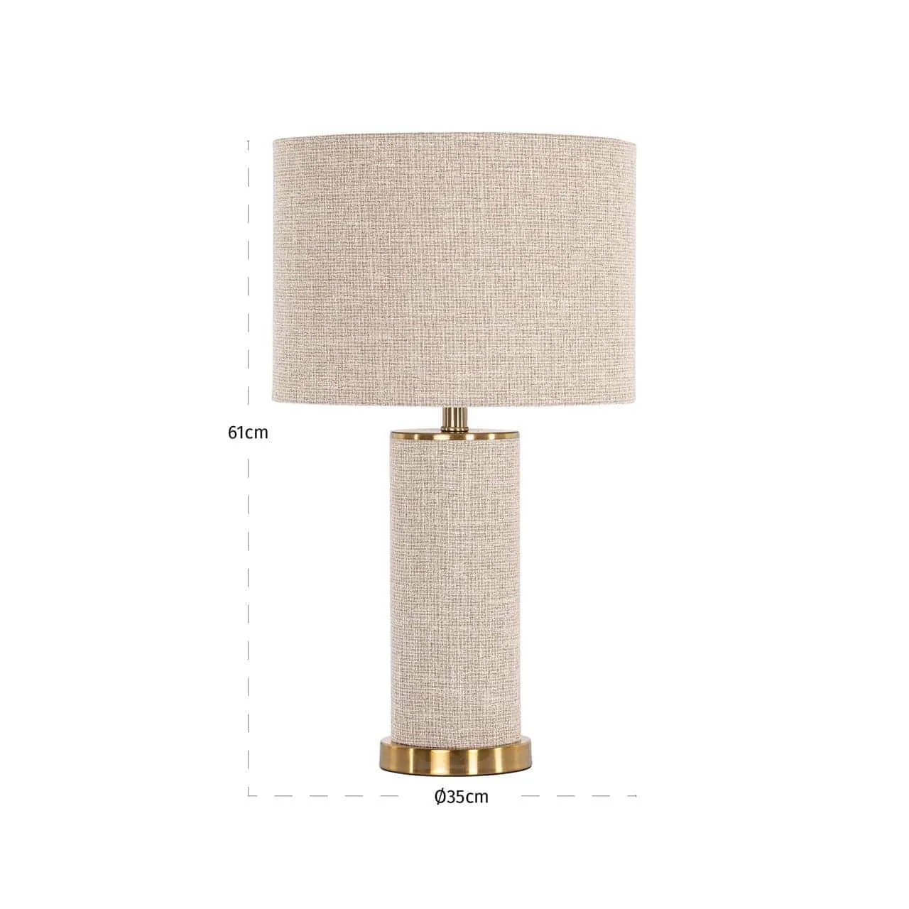 Tischleuchte Joline beige auf weißem Hintergrund, mit den Maßen 61 cm hoch und 35 cm breit - Richmond Interiors