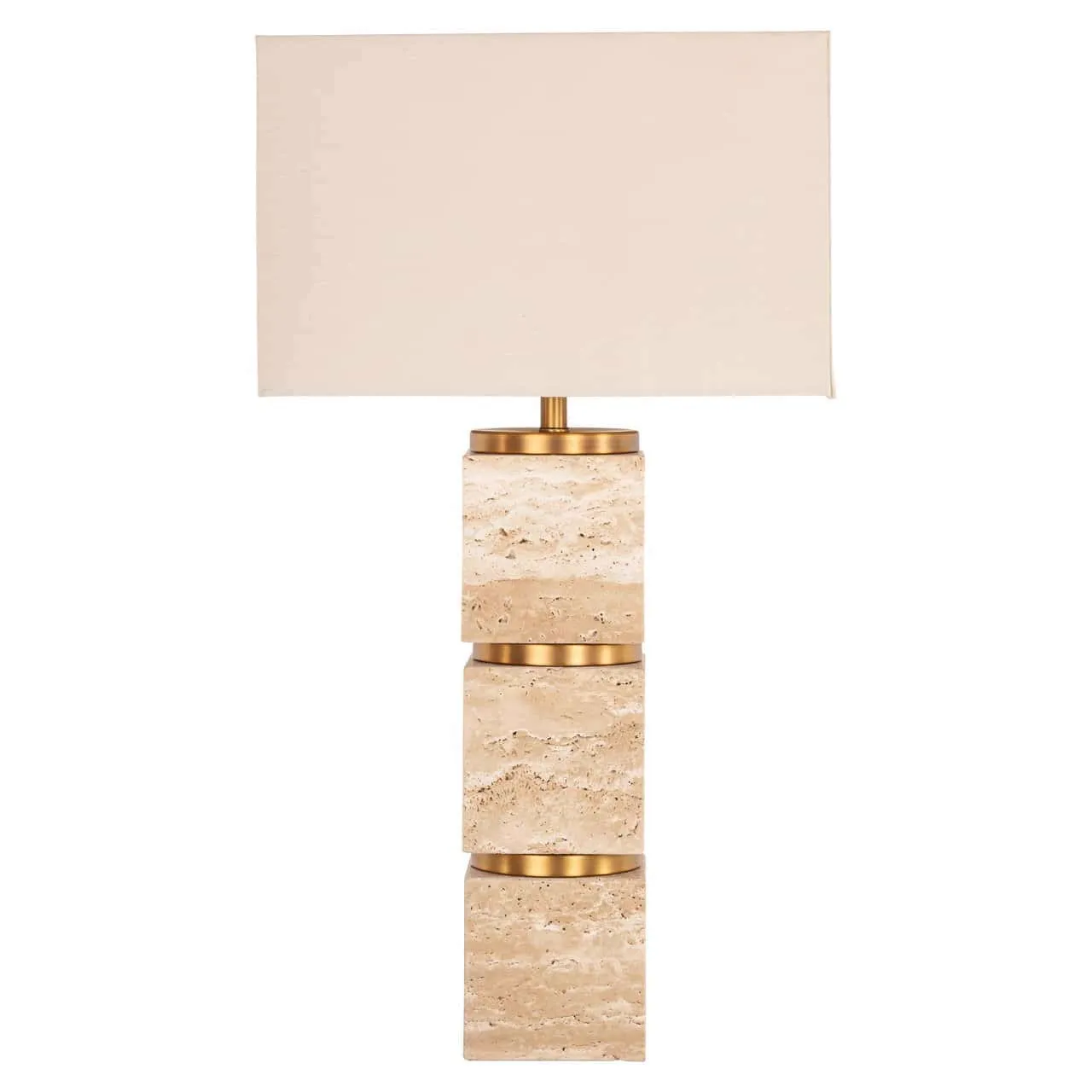 Tischleuchte Jaella beige auf weißem Hintergrund, aus der Nähe fotografiert - Richmond Interiors