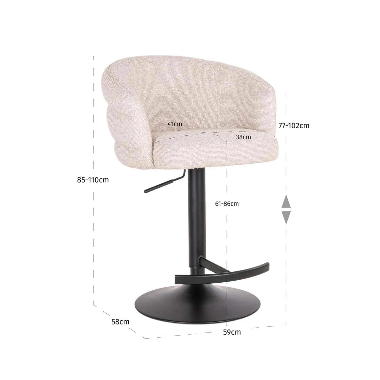 Bar Stool Nikki biscotti swivel fire retardant - Richmond Interiors