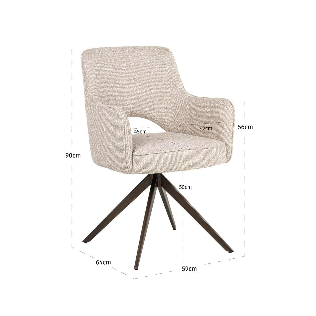 Ginerva dining chair biscotti swivel - Richmond Interiors